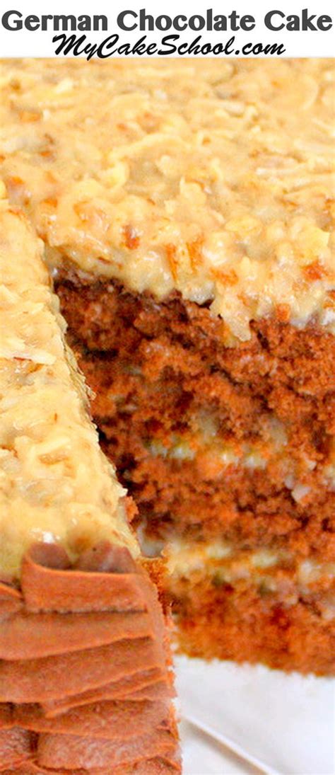 This cake seems to be the original of the 'no frosting on the sides'. German Chocolate Cake Recipe! {Scratch} | My Cake School