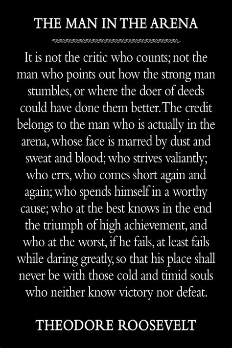 The Man In The Arena Motivational Unframed Poster Or Print By Etsy Work Quotes Great Quotes