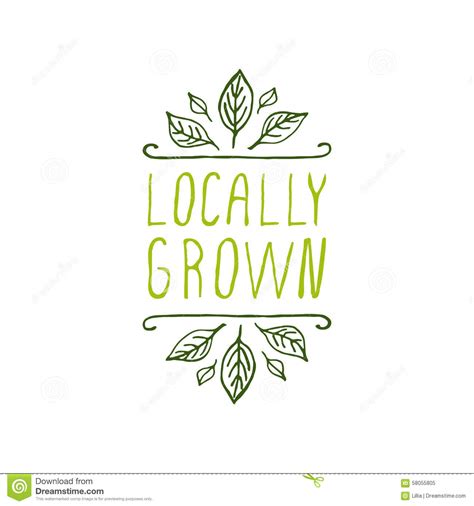 Locally Grown - Product Label On White Background Stock Vector 