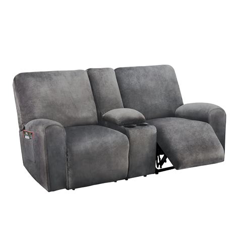 Buy Ulticor Reclining Loveseat With Middle Console Slipcover 8 Piece Velvet Stretch Sofa Covers