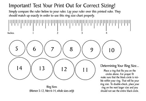 Ring Size Measurement Chart Printable