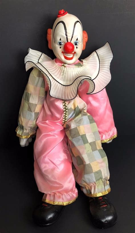 Vtg Victoria Clown Doll Porcelain Stuffed Cloth Body Halloween Circus 235 Tall Unbranded