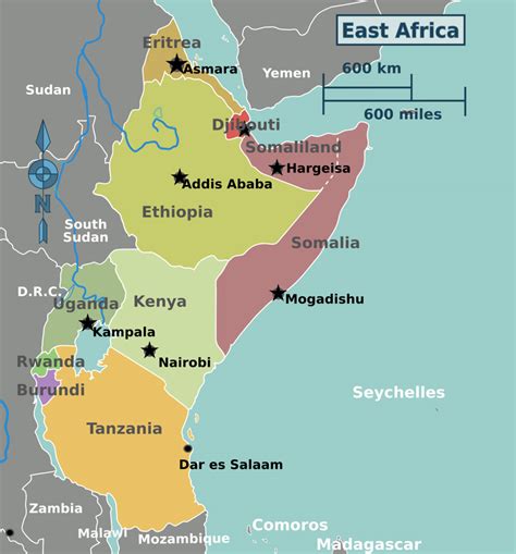 Eastern Africa Map With Capitals Map Of World