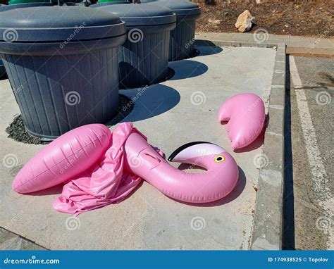 Deflated Swimming Pool Toy Neat Trash Can Stock Image Image Of