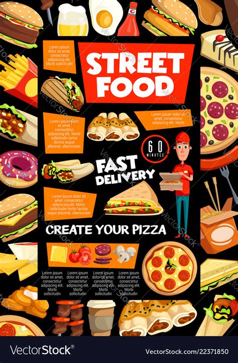 Street Food And Fastfood Delivery Service Vector Image
