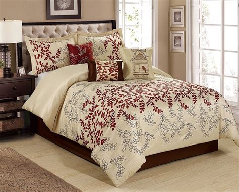Croscill galleria king size comforter set chocolate/teal patchwork nip bedding in home & garden, bedding, comforters & sets. Burgundy Bedding Sets - 7 Piece Saratoga full of leaves ...