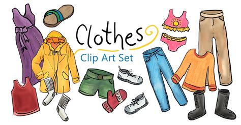 Girls Clothes Clipart Set Dress Up Clip Art