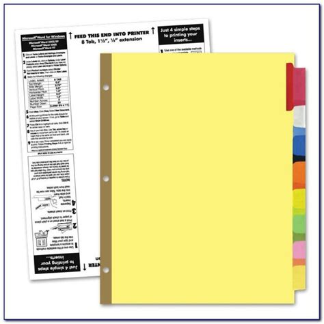Staples 8 Large Tab Insertable Dividers Template