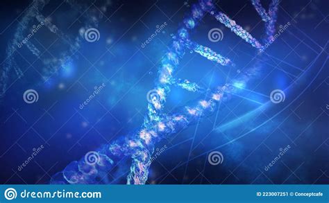 Fragments Of Double Helix Dna Strand Close Up 3d Render Stock
