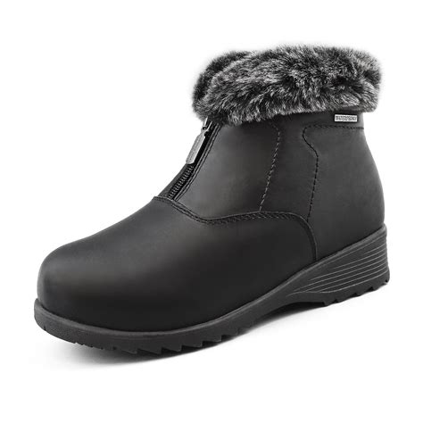 Comfy Moda Womens Winter Snow Boots Leather Waterproof With Ice