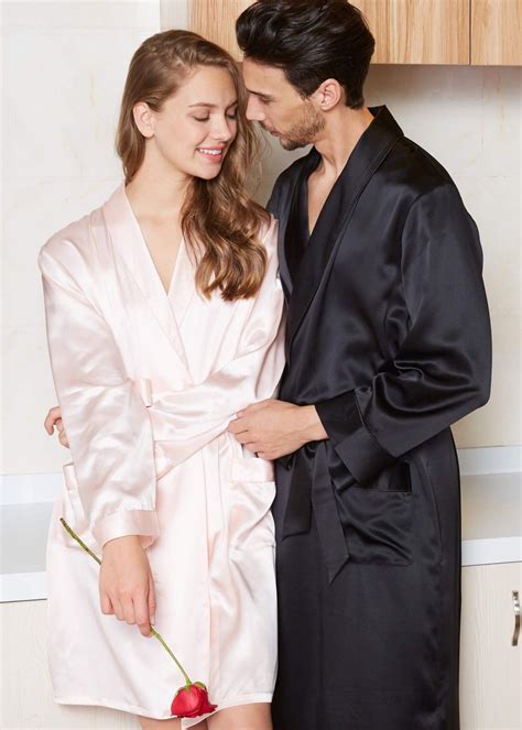 22 Momme Matching Silk Couple Robes Silk Benefits Mens Dressing Gown