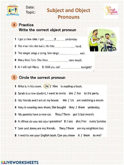 Pronouns Worksheets Subject And Object Pronouns Worksheets Vrogue