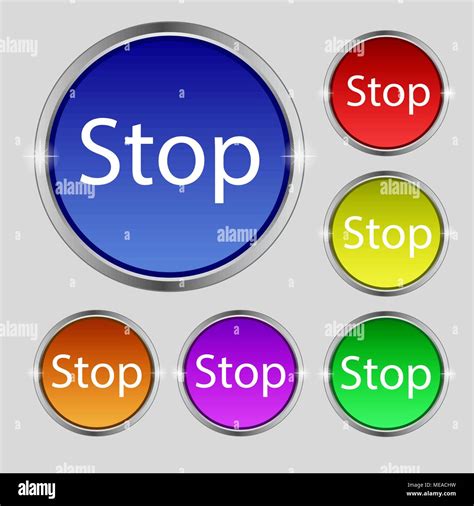 Traffic Stop Sign Icon Caution Symbol Set Of Colored Buttons Vector