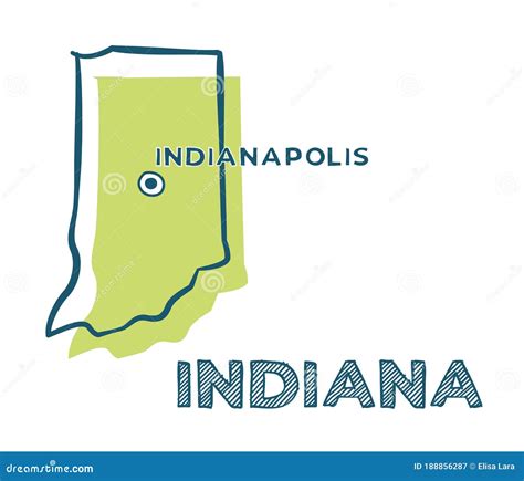 Indiana State Detailed Editable Map Cartoon Vector