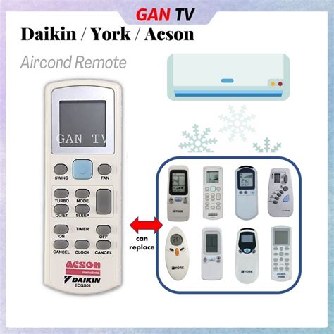 Heavy Duty Daikin York Acson Air Conditioner Aircond Air Cond Remote