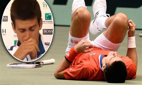 The addition of a headache did nothing to improve the serb's mood. Novak Djokovic in tears ankle injury Davis Cup VIDEO | Daily Mail Online