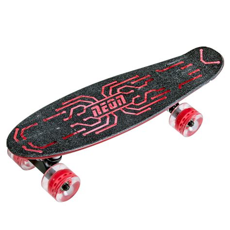 Neon Hype Light Up Skateboard With Led Deck For Kids Ages 5 Red