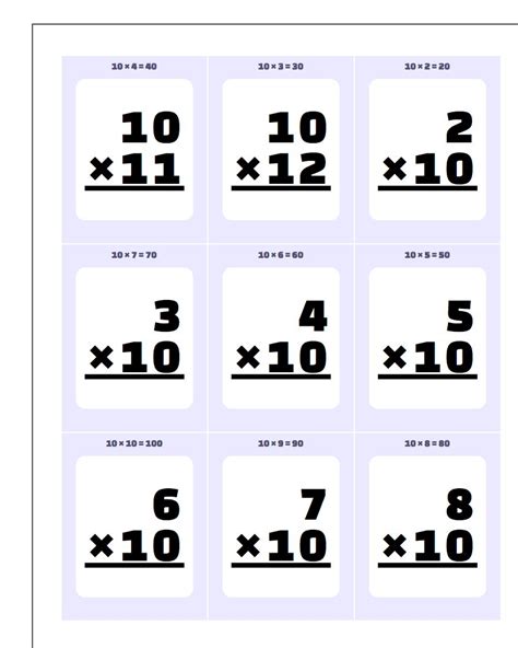 Multiplication Flash Cards Printable Free Pdf