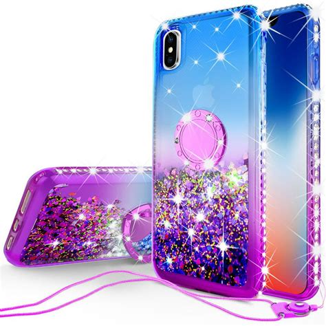 Glitter Phone Case Kickstand Apple Iphone Xr Ring Stand Liquid