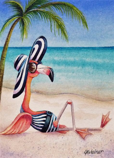 This Flamingo Is Wearing Her Favorite Swimming Suit Sunglasses And Sun
