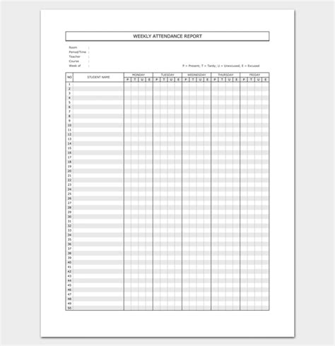 Attendance List Template 9 Sheets For Word Excel Pdf Format
