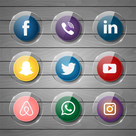 Glossy Round Social Media Icons