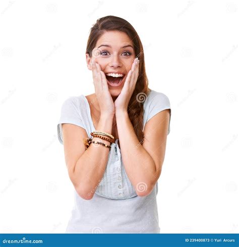 Surprise Party Portrait Of A Gorgeous Young Surprised Woman Stock Image Image Of Women