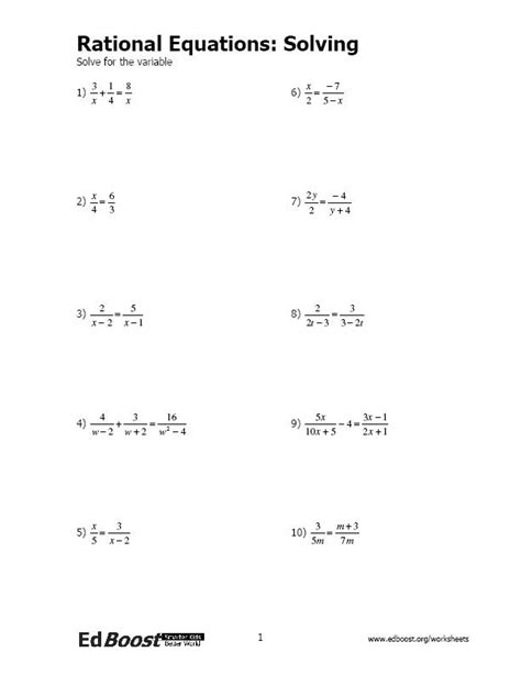Equations With Rational Numbers Worksheet Pdf