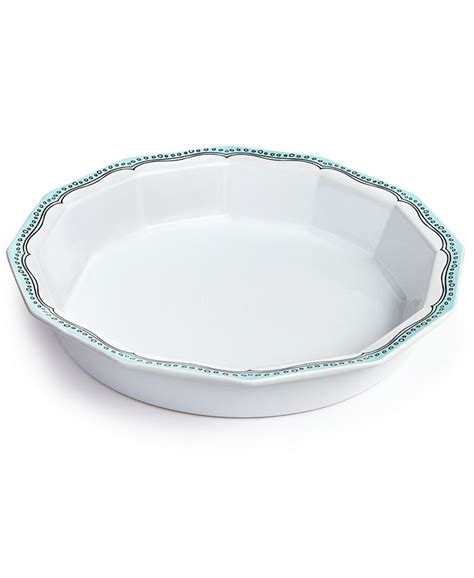 Martha Stewart Collection Mint Embroidery Ceramic 9 Pie Plate Created