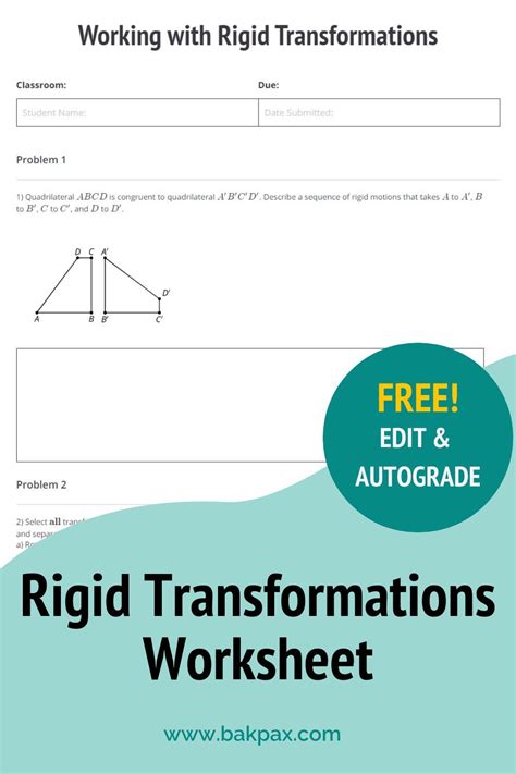 Rigid Motion Geometry Worksheet