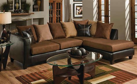 Casual Modern Small Living Room Furniture Sectional Sofa Set Brown