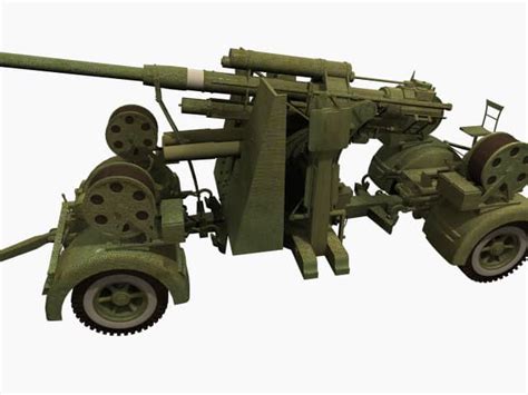 3d Model Of 88 Mm Flak 36 Ww2 Weapons