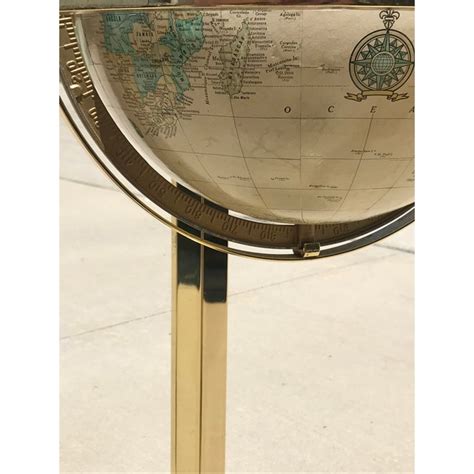 1980s Mid Century Modern Crams Imperial World Globe On Brass Floor
