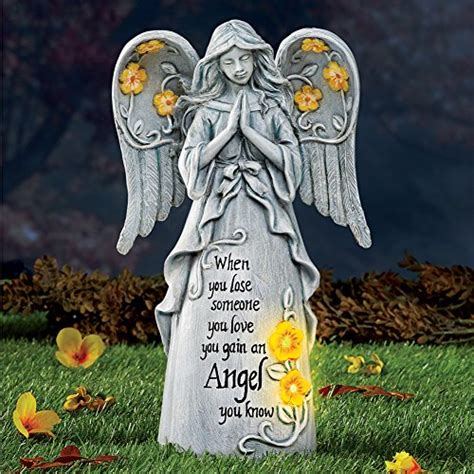 Collections Etc Solar Powered Angel Memorial Statue For Home Garden Stone Look When You Loose