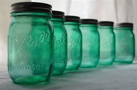Aqua Mason Jars For Vintage Weddings