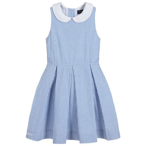 Girls Blue And White Stripe Dress By Polo Ralph Lauren Made In