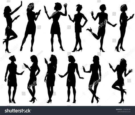 Female Silhouette Set Group Female Silhouettes Stock Vector Royalty