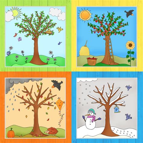 Jahreszeitenbäume Komplettpaket Frau Locke Kalender Für Kinder
