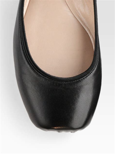 Lyst Chloé Strappy Leather Square Toe Ballet Flats In Black