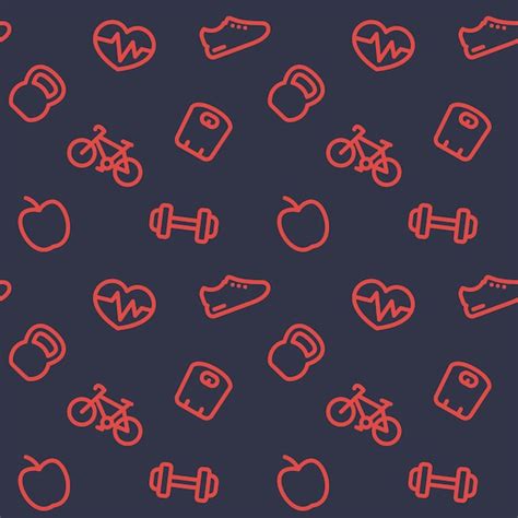 Premium Vector Fitness Pattern Dark Seamless Background With Fitness