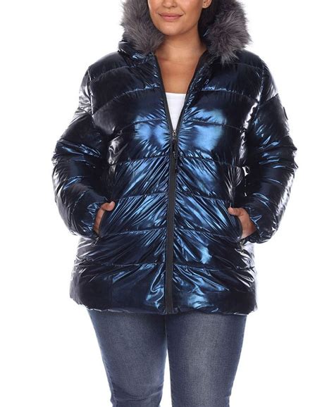 White Mark Plus Size Metallic Puffer Coat With Hoodie And Reviews Coats