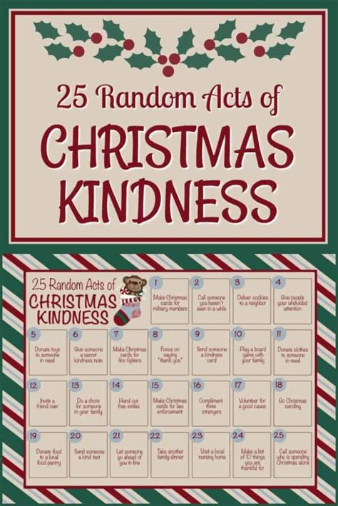 25 Random Acts Of Christmas Kindness Calendar Printable A Free