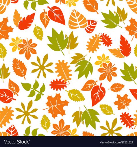 Autumn Leaves Seamless Pattern Colorful Fall Vector Image