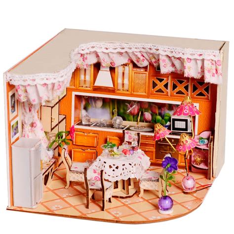 Unihobby diy dollhouse kit with dust proof cover 1:24 scale wooden diy miniature dollhouse kit toy gift. Lovely Merry Sweet Home Habitat Room DIY Dollhouse Kit ...