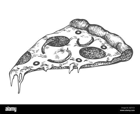 Pizza Slice Hand Drawn Drawing Vector Illustration Of A Vintage Sketch