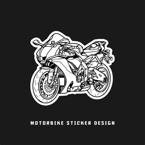 Super Motorbike Sticker Design Black And White Stock Vector