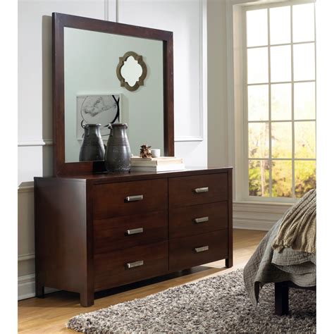 Riva Contemporary 6 Drawer Dresser And Mirror Sadlers Home Furnishings