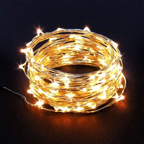 Rtgs 100 Warm White Color Led String Lights Plug In On 32 Feet Silver