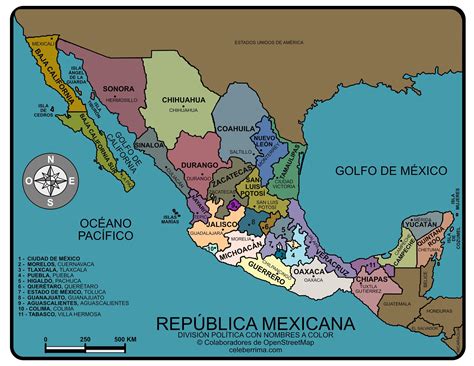 Mapa De La República Mexicana Con División Política Brainlylat
