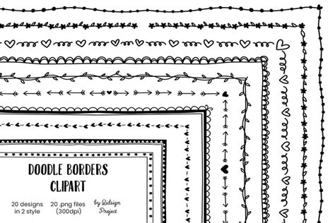 20 Doodle Borders Clipart